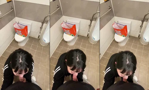 Lén lút trong nhà vệ sinh nam siêu thị em mút chùn chụt như chết đói